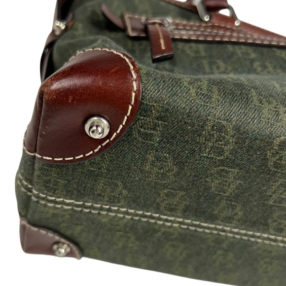 DOONEY & BOURKE Green logo fabric with Brown leather trims Satchel Bag - Picture 14 of 15